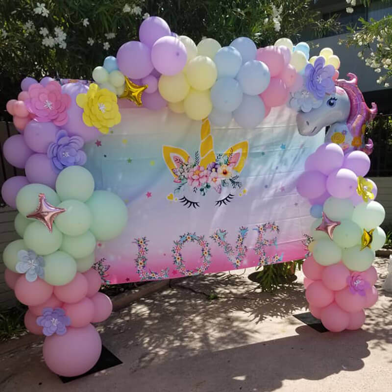 Unicorn Birthday Backdrop for Girls-ubackdrop