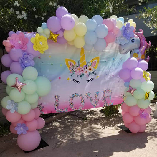 Unicorn Birthday Backdrop for Girls-ubackdrop