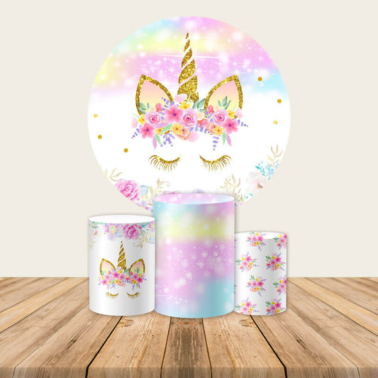 Unicorn Birthday Circle Backdrop Cover-ubackdrop
