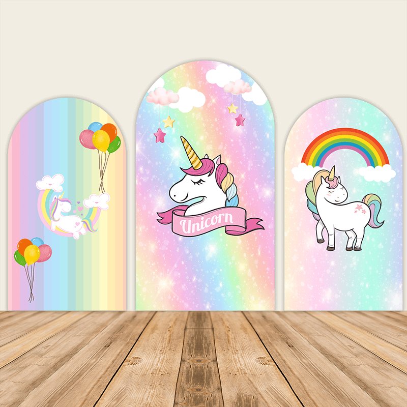 Unicorn Theme Chiara Backdrop Arched Wall Covers ONLY | Girl's Birthday Party Decoration-ubackdrop