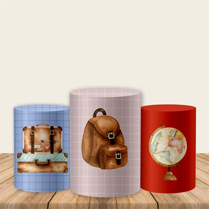 Vintage Airplane Baby Shower Fabric Pedestal Covers-ubackdrop