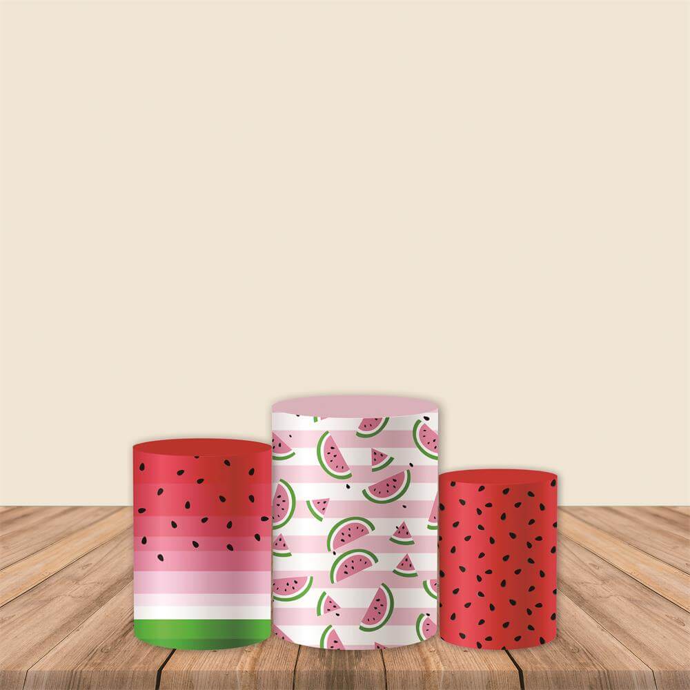 Watermelon Theme First Birthday Fabric Pedestal Covers-ubackdrop