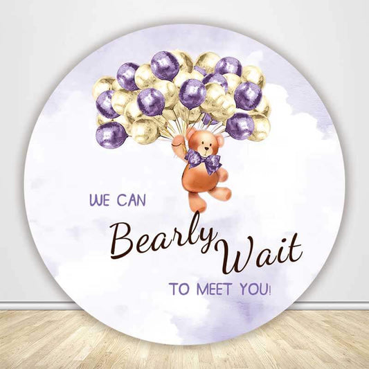 We Can Bearly Wait Baby Shower Circle Backdrop Cover-ubackdrop
