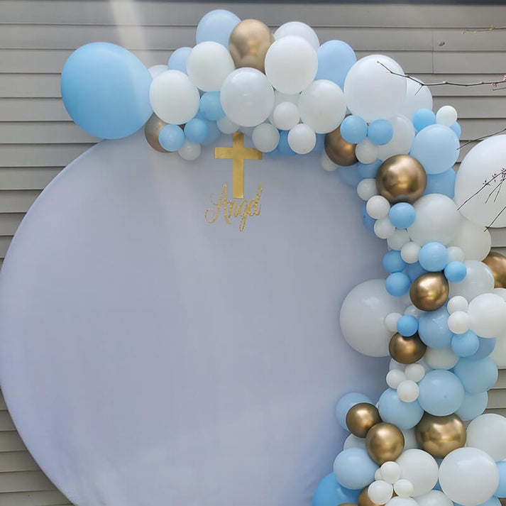 White Angle Round Baby Shower Backdrop Kit For Kids