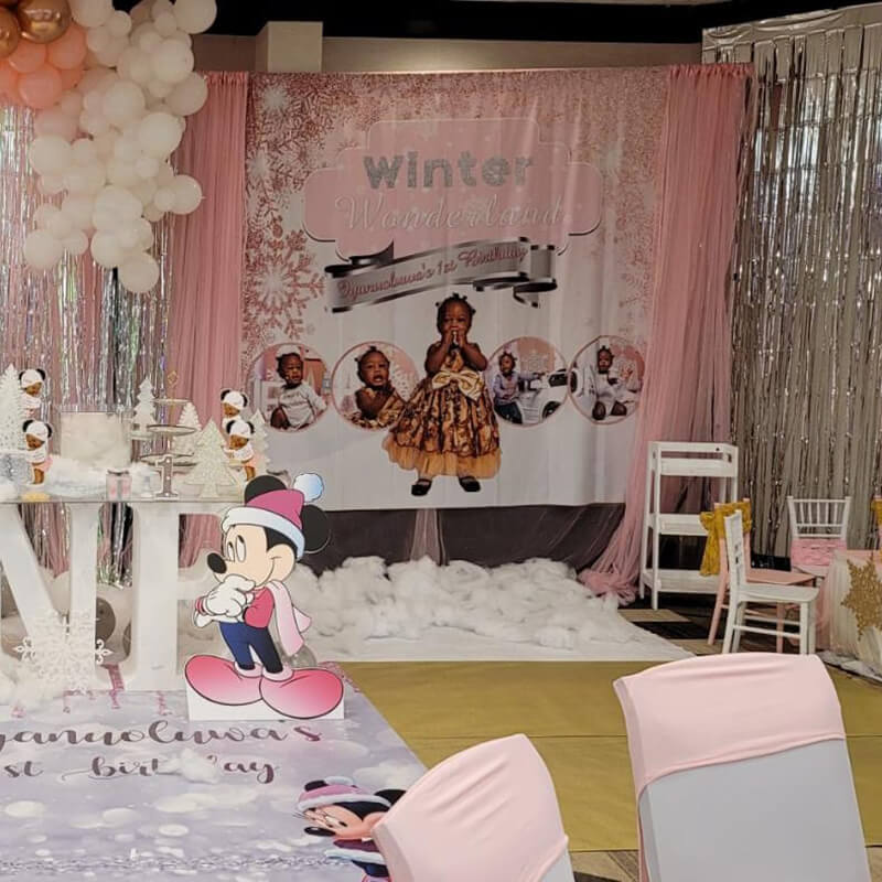 Winter Wonderland Backdrop for 1st Birthday-ubackdrop