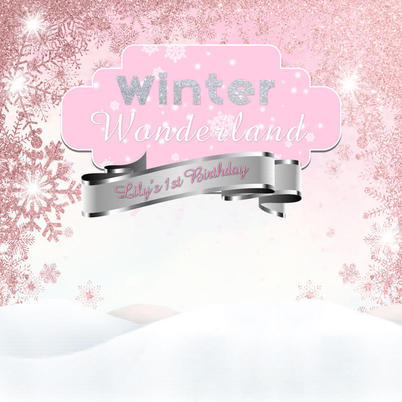 Winter Wonderland Backdrop for 1st Birthday-ubackdrop