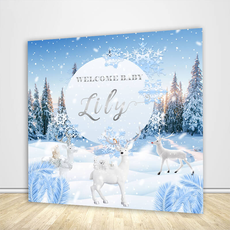 Winter Wonderland Backdrop for Baby Shower-ubackdrop