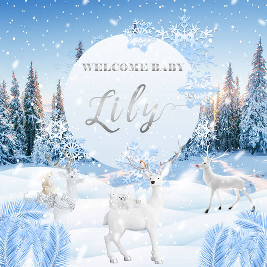 Winter Wonderland Backdrop for Baby Shower-ubackdrop