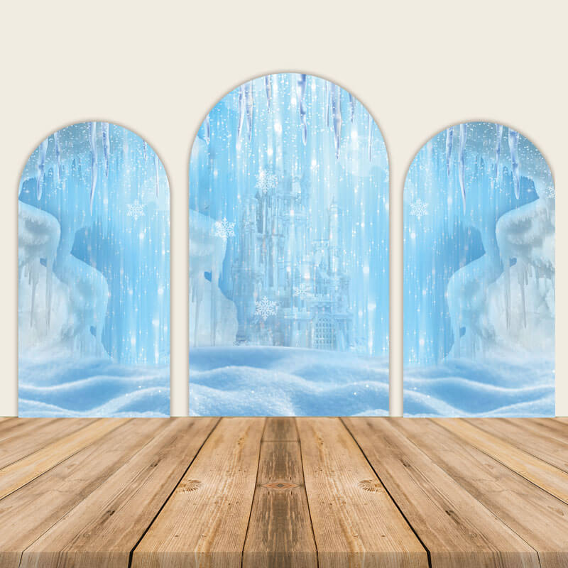 Winter Wonderland Ice and Snow Birthday Chiara Arched Wall Covers-ubackdrop