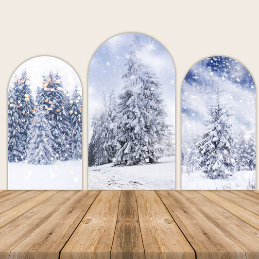 Winter Wonderland Party Snow Tree Chiara Arched Wall Covers-ubackdrop