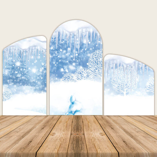Wonderland Theme Birthday Party Decoration Chiara Backdrop Arched Wall Covers Snow & Ice ONLY-ubackdrop