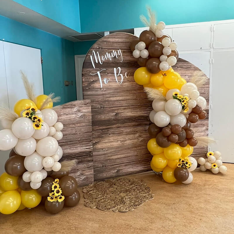 Wood Birthday Party Decoration Chiara Backdrop Arched Wall Covers ONLY-ubackdrop