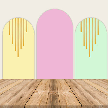 Yellow Pink Green Birthday Arched Wall Cover-ubackdrop