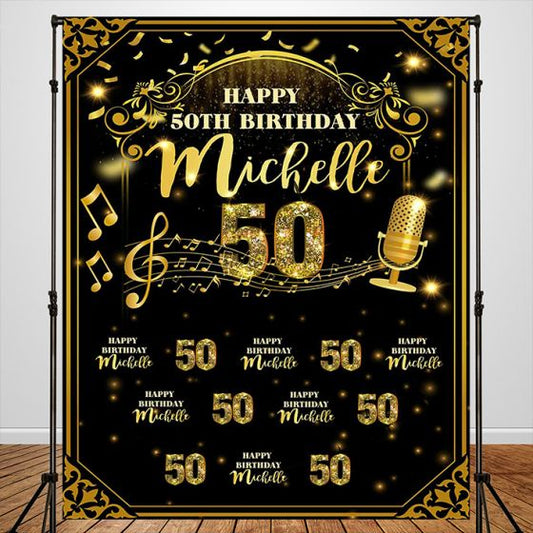 Golden Birthday Theme Custom Backdrop-ubackdrop