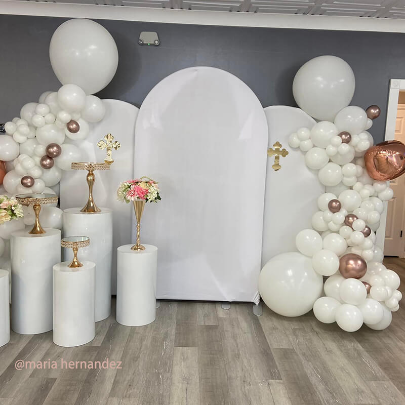 Pure White Solid White Birthday Party Arch Wall Covers-ubackdrop