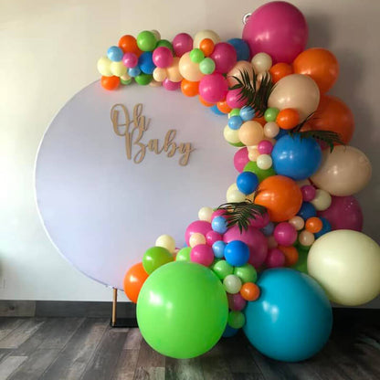 Custom White Round Fabric Backdrop Pure Color-ubackdrop