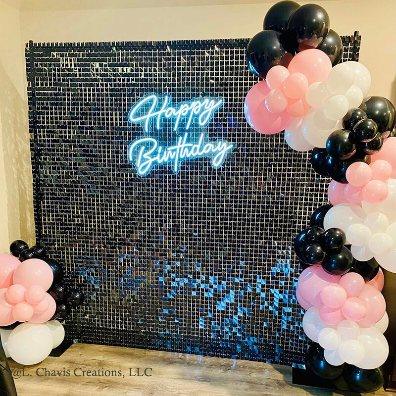 Black Shimmer Wall Panels – Easy Setup Wedding/Event/Theme Party Decorations-ubackdrop