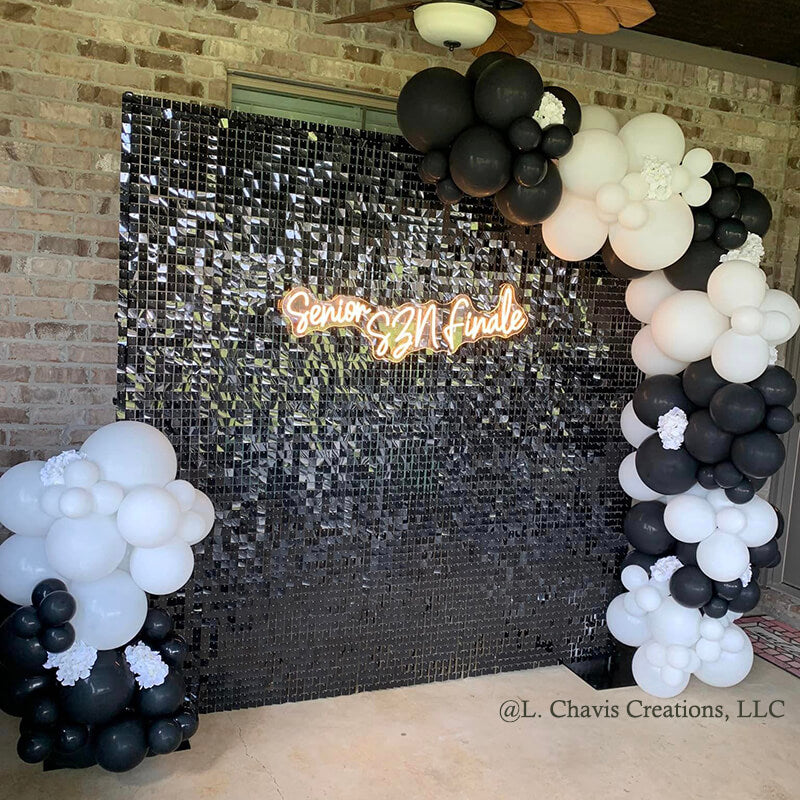 Black Shimmer Wall Panels – Easy Setup Wedding/Event/Theme Party Decorations-ubackdrop