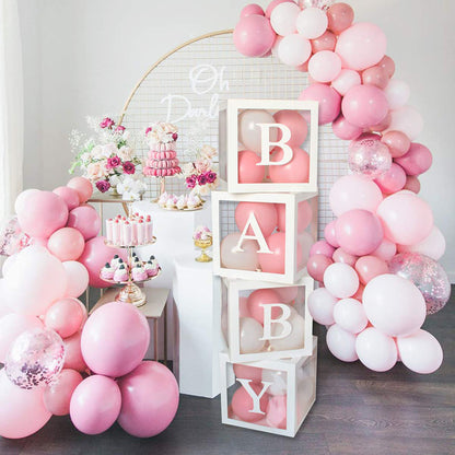 Baby Shower Boxes Party Decorations – 4pcs Balloons Boxes Décor with Letters-ubackdrop