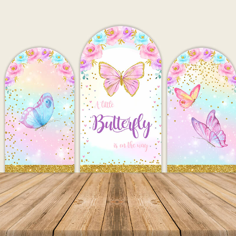 Butterfly Baby Shower Birthday Arched Wall Cover-ubackdrop