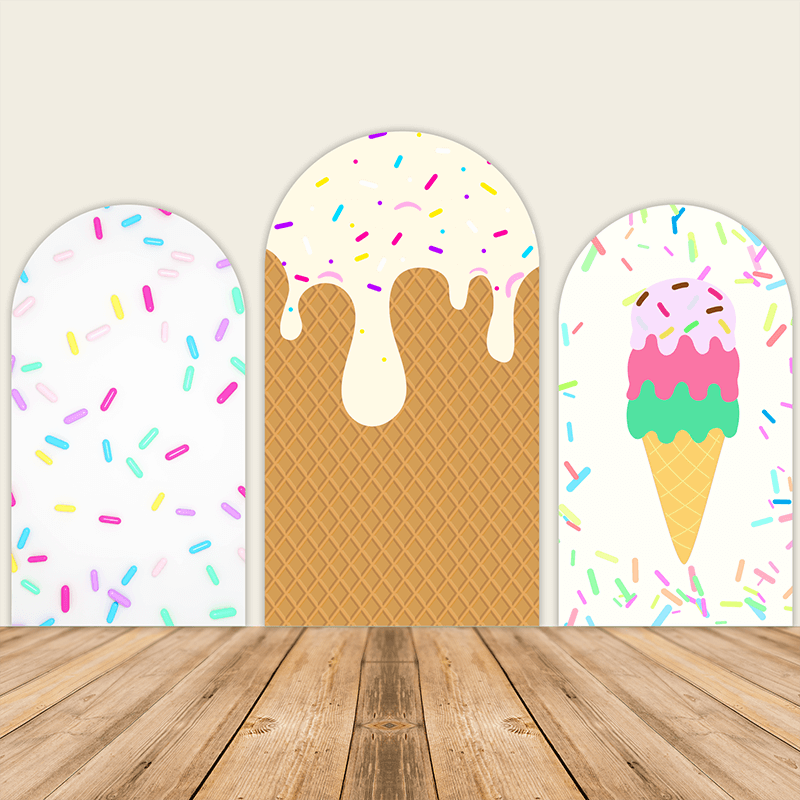 Candy and Ice Cream Theme Birthday Party Decoration Chiara Backdrop Arched Wall Covers ONLY-ubackdrop