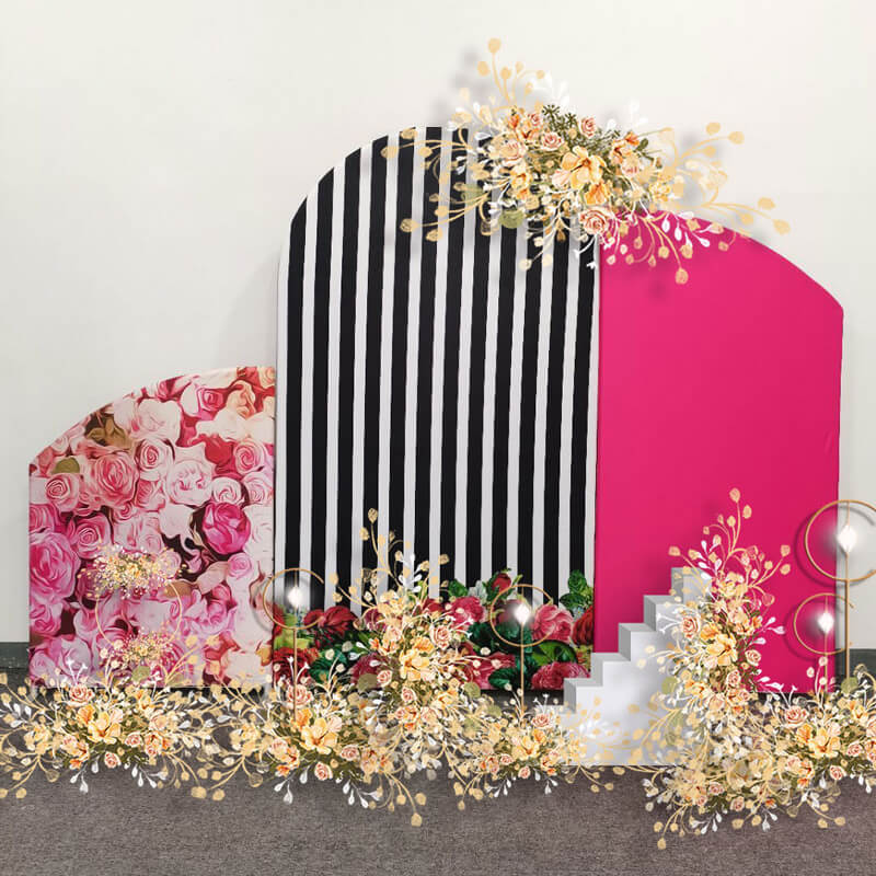 Rose & Hot Pink Chiara Arch Backdrop for Wedding Photography-ubackdrop