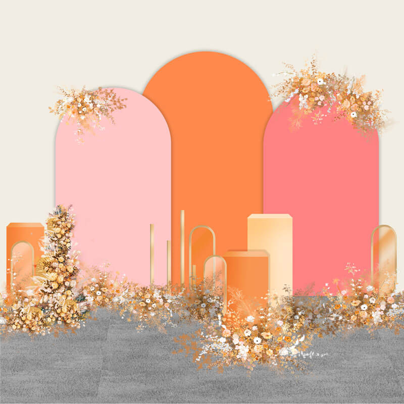 Orange Chiara Arch Backdrop for Event Decoration and Wedding Photography-ubackdrop