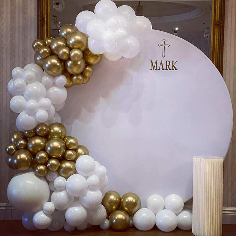 Custom White Round Fabric Backdrop Pure Color-ubackdrop