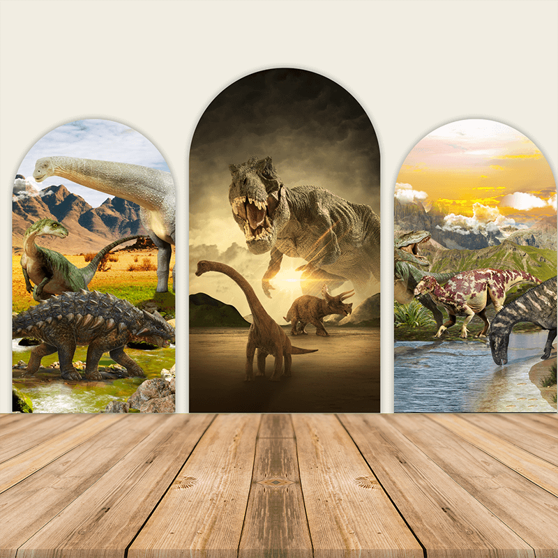 Dinosaur Theme Birthday Party Decoration Chiara Backdrop Arched Wall Covers ONLY-ubackdrop