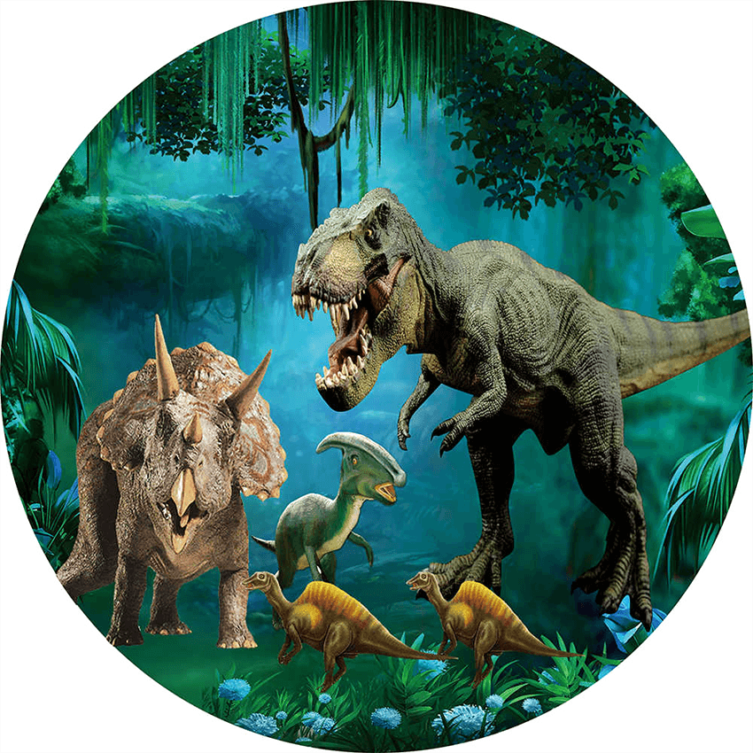 Dinosaur Custom Round Backdrop Dinosaur Theme Baby Shower Birthday Party Decorations-ubackdrop