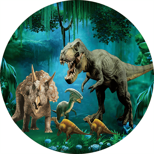 Dinosaur Custom Round Backdrop Dinosaur Theme Baby Shower Birthday Party Decorations-ubackdrop