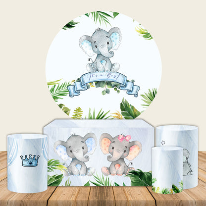 Elephant Baby Shower Tablecloth Custom Made Elephant Table Cover - Designed, Printed & Shipped-ubackdrop