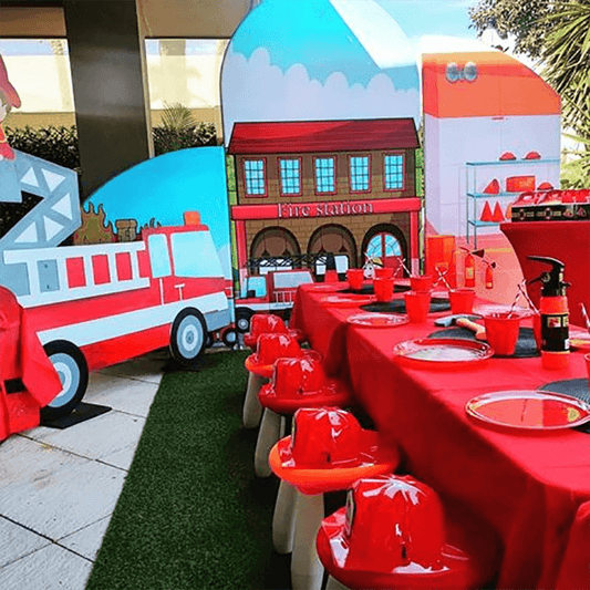 Fire Truck Theme Birthday Party Decoration Chiara Backdrop Arched Wall Covers ONLY-ubackdrop