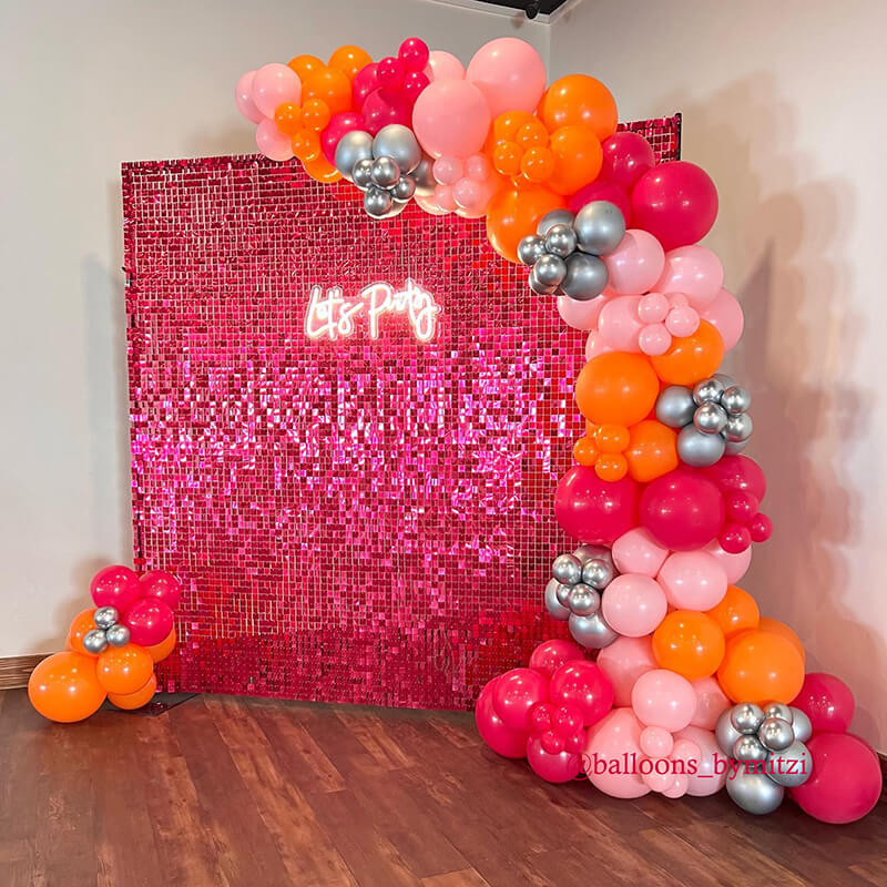 Rosered Shimmer Wall Panels – Easy Setup Wedding/Event/Theme Party Decorations-ubackdrop