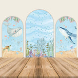 Whales and Seaweed Underwater World Custom Arch Walls Backdrop