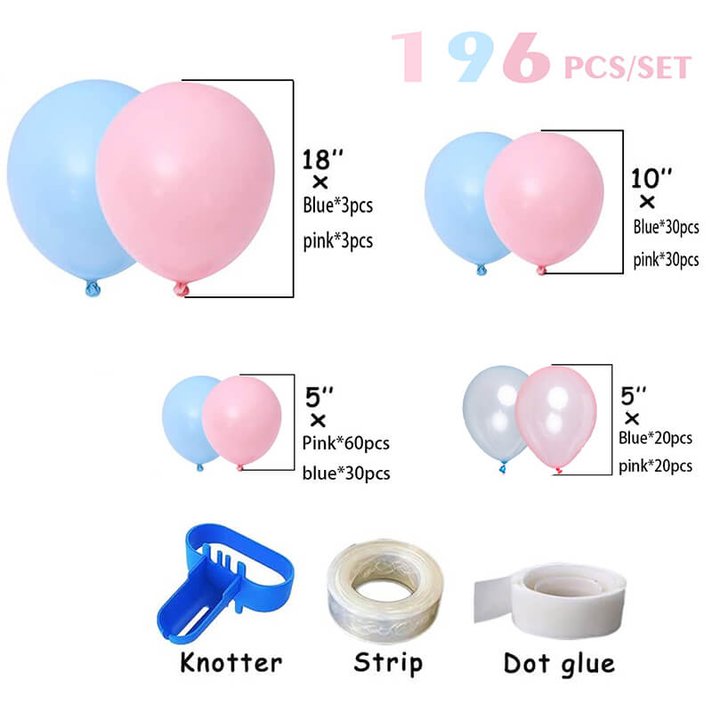 Pink or Blue Gender Reveal Balloon Garland Arch Kit-ubackdrop