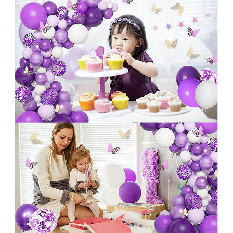 Purple Butterfly Theme Baby Shower Balloon Garland Arch Kit-ubackdrop