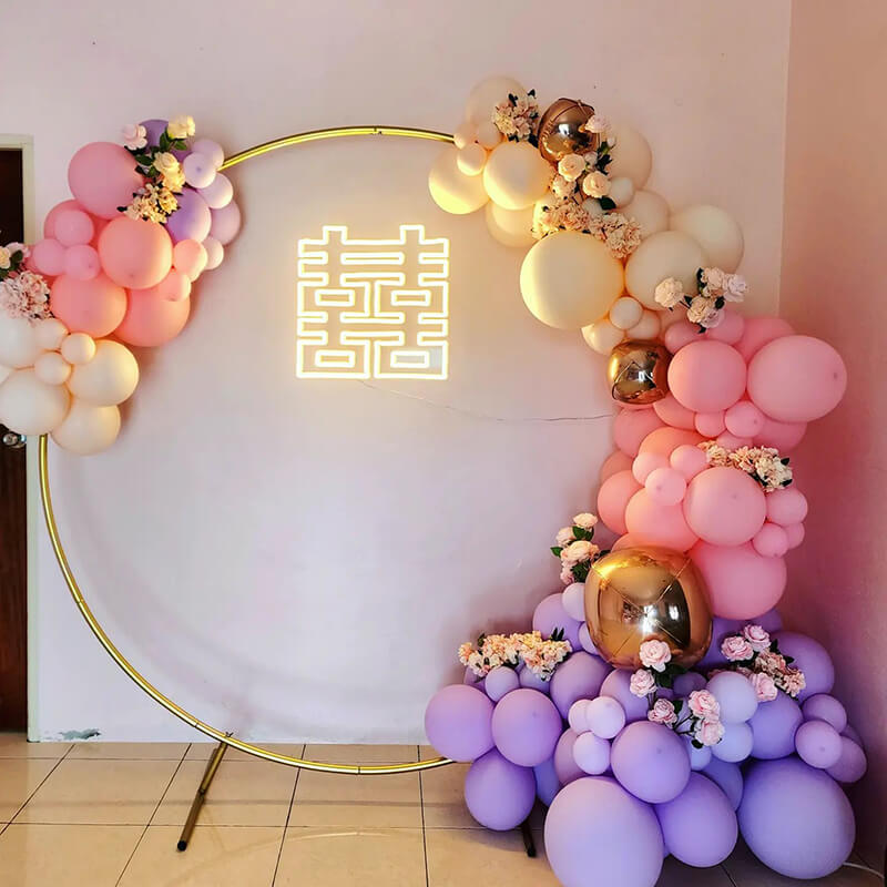 6.5 Ft Round Aluminum Wedding Arch Photo Booth Backdrop Stand-ubackdrop