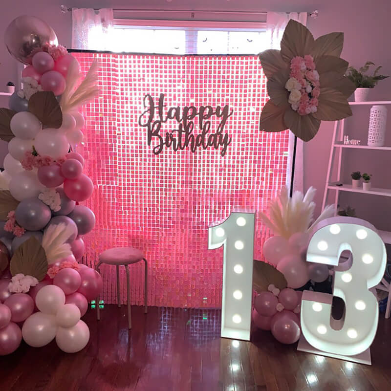 Gradient Pink Shimmer Wall Panels, Easy Setup Party Decorations-ubackdrop