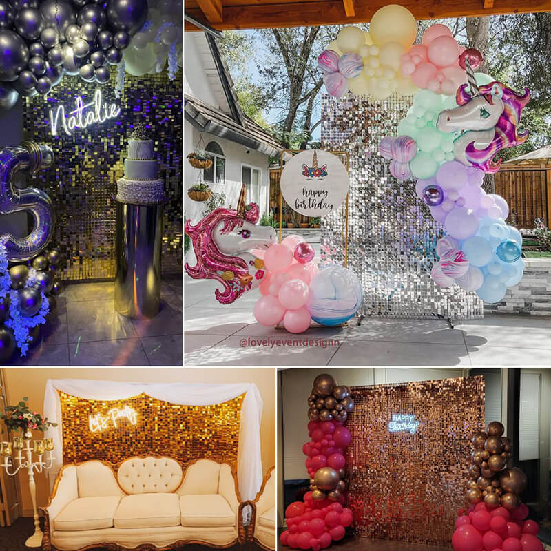 Gradient Pink Shimmer Wall Panels, Easy Setup Party Decorations-ubackdrop