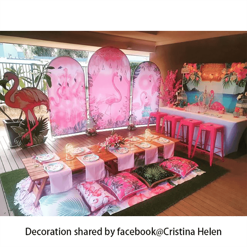 Flamingo Theme Birthday Party Decoration Chiara Backdrop Arched Wall Covers ONLY-ubackdrop