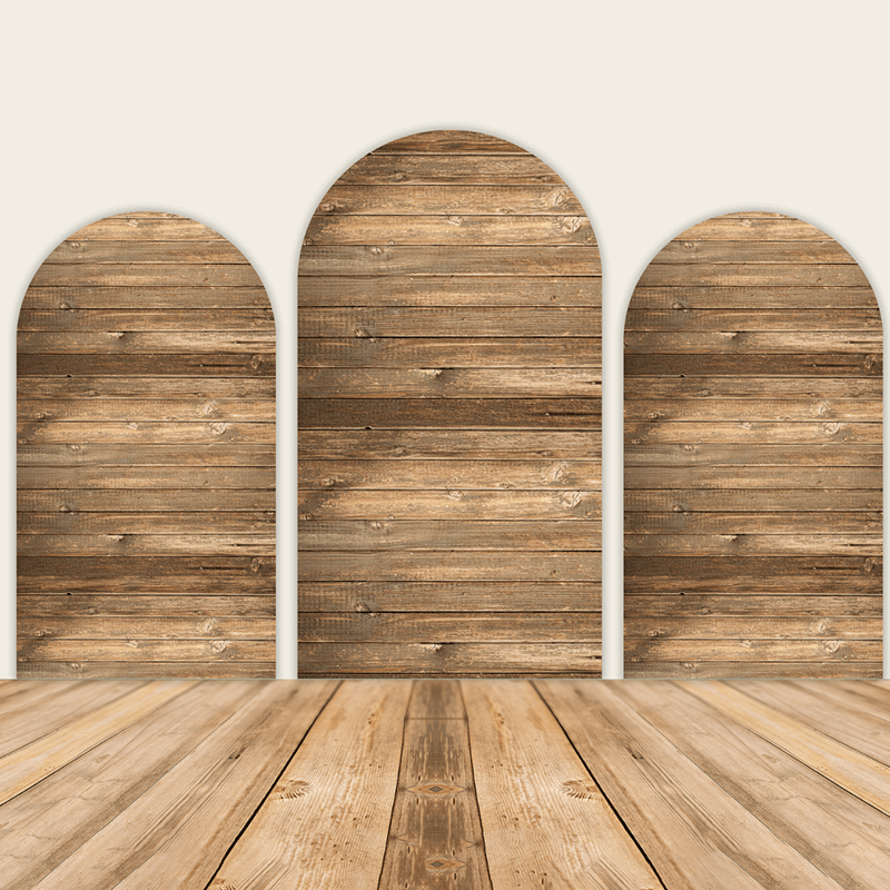 Wood Theme Birthday Party Decoration Chiara Backdrop Arched Wall Covers ONLY-ubackdrop
