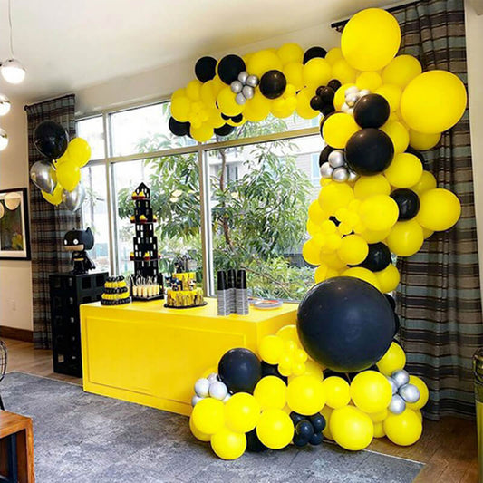 Yellow and Black Bee Baby Shower Balloon Garland Arch Kit-ubackdrop