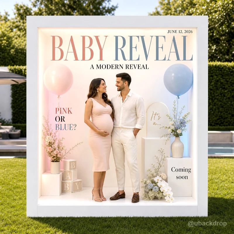 Baby reveal magazine booth inspiration 3