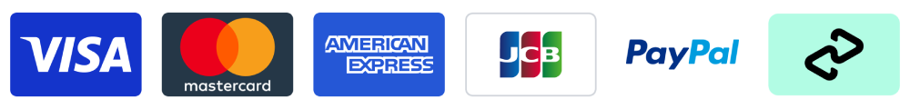 Visa, Mastercard, American Express, JCB, PayPal and secure payment icons